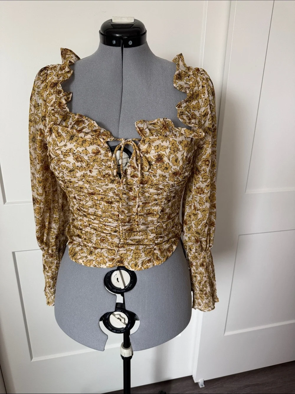 ASTR Floral Ruffle Tie-Front Blouse - Picture 1 of 8